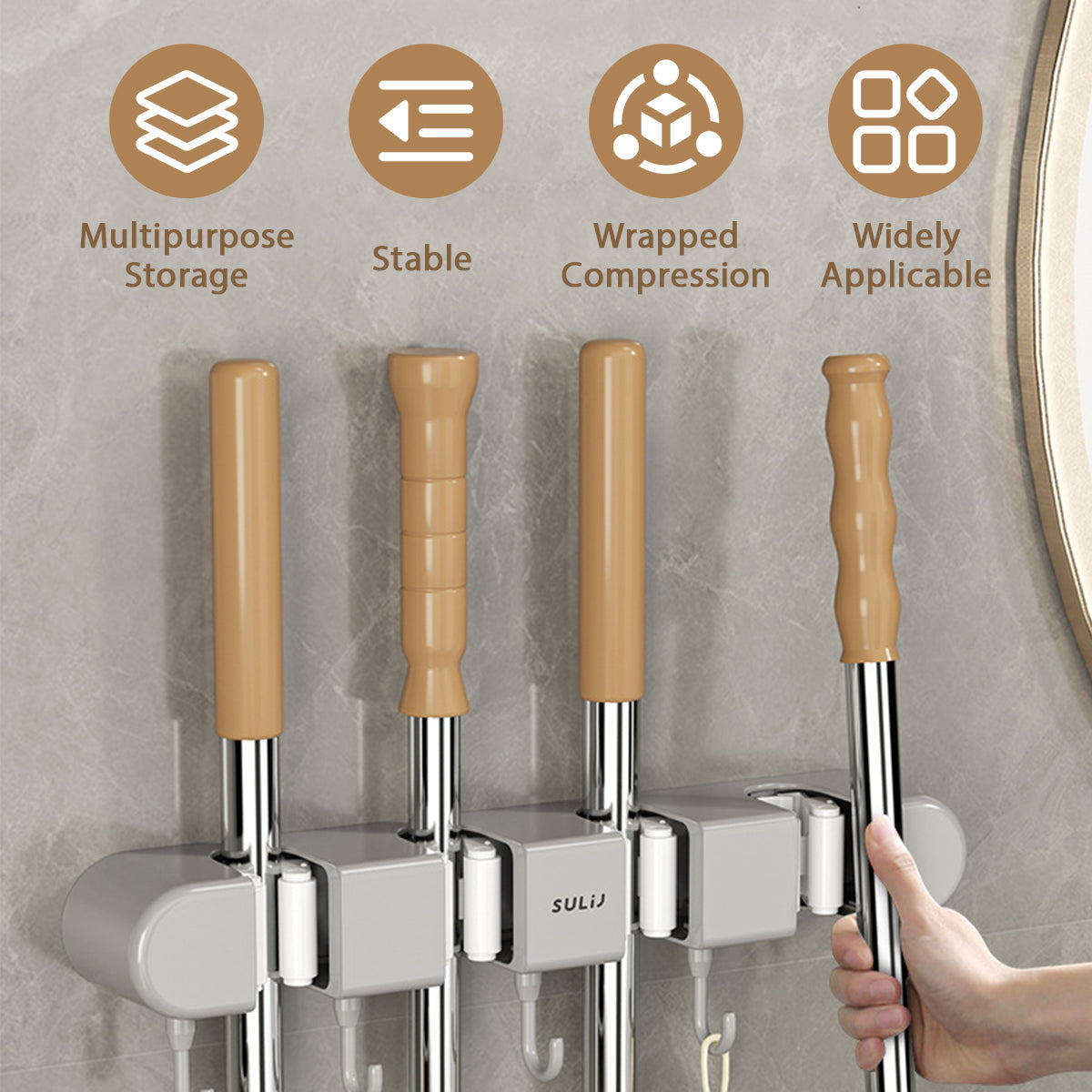 GripMate™ Mop and Broom Holder